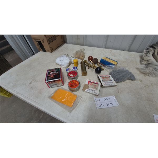 Black Powder Reloading Lot: Powder, Primers, and Lead Balls