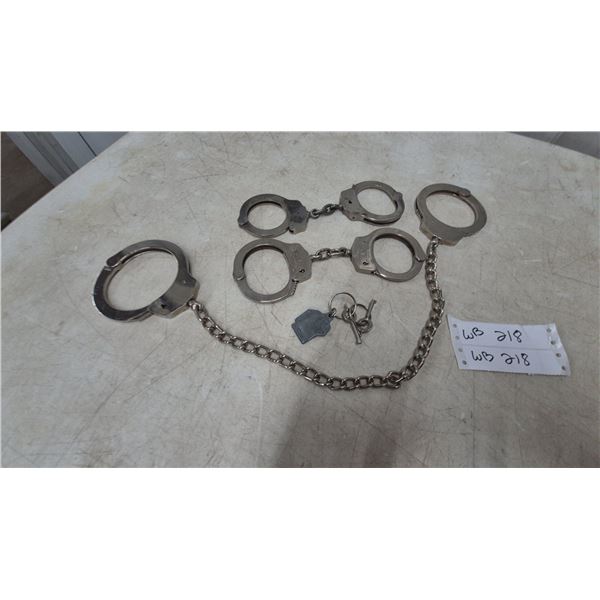 2 Sets of Handcuffs and 1 Set of Leg Shackles with Keys