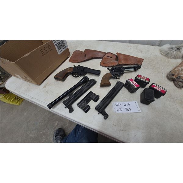 2 Pellet Handguns: .22 and .177 Revolvers, with Holsters and Accessories