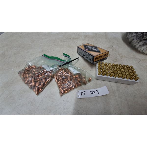 9mm Luger Ammunition, 50 Rounds, and Bullets for Reloading