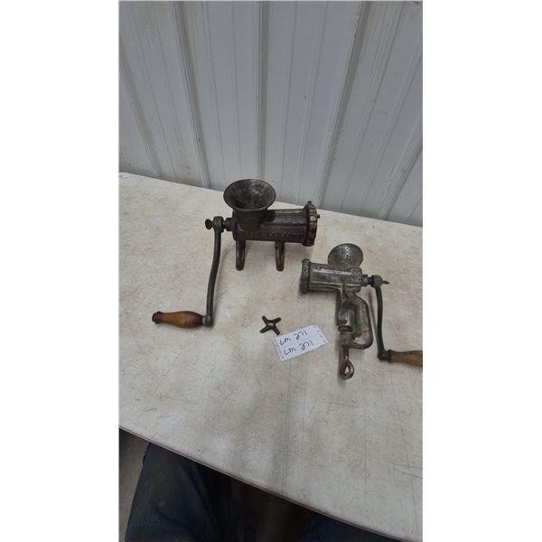 Two Vintage Cast Iron Meat Grinders: PORKERT No. 8 and Made in Sweden
