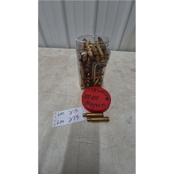.338 Lapua Magnum Brass Casings, 100 for Reloading