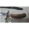 Image 3 : Solingen Hunting Dagger with Antler Handle and Leather Sheath