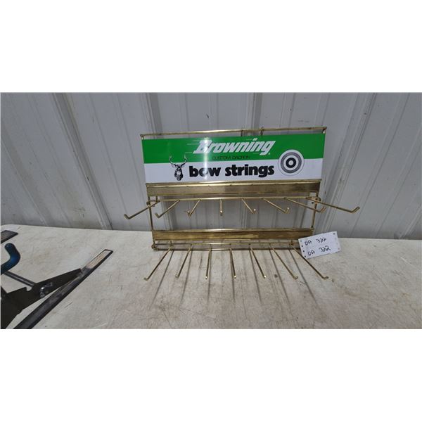 Browning Custom Dacron Bow Strings Display Rack with Metal Sign
