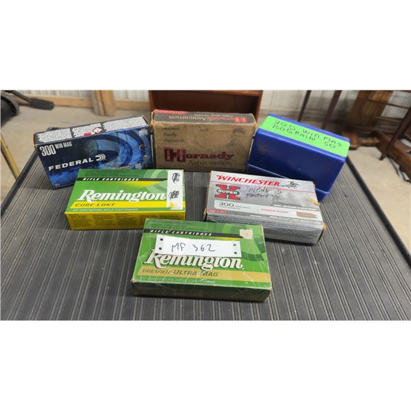 148 Rds Ammo - Assorted .300 Winchester Magnum Ammunition — Federal, Hornady, Remington, Wi
