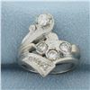 Image 1 : Designer Abstract Design Diamond Ring in 14k White Gold