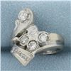 Image 2 : Designer Abstract Design Diamond Ring in 14k White Gold