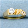 Image 1 : Modern Abstract Design Diamond Ring in 14K Yellow Gold