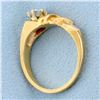 Image 3 : Modern Abstract Design Diamond Ring in 14K Yellow Gold