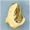 Image 2 : Designer Round and Baguette Diamond Pendant or Slide in 14K Yellow Gold