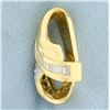 Image 3 : Designer Round and Baguette Diamond Pendant or Slide in 14K Yellow Gold