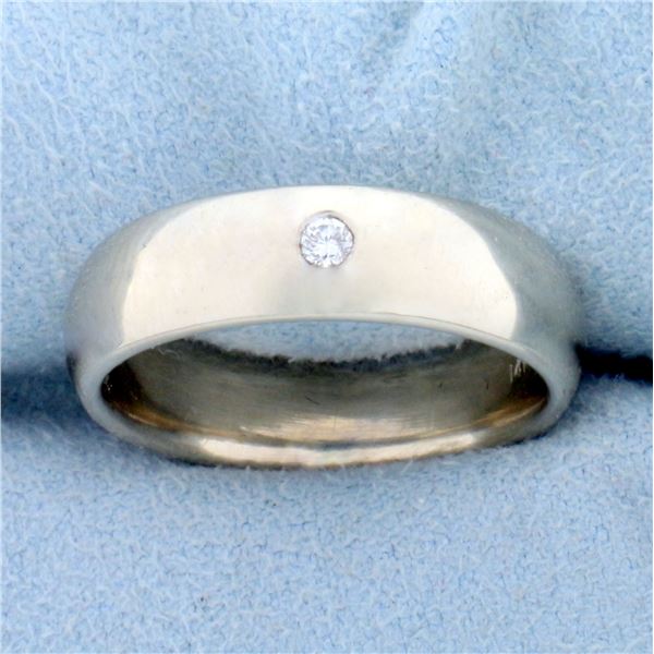 Solitaire Diamond Band Ring in 14K White Gold