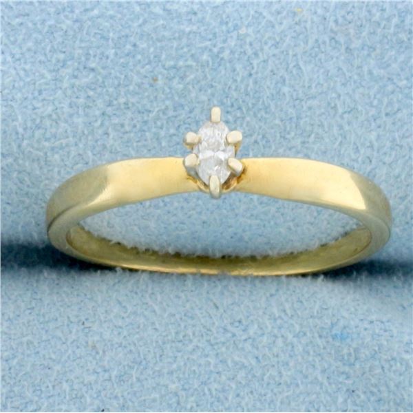 Vintage Marquise Solitaire Diamond Engagement Ring in 14K Yellow Gold