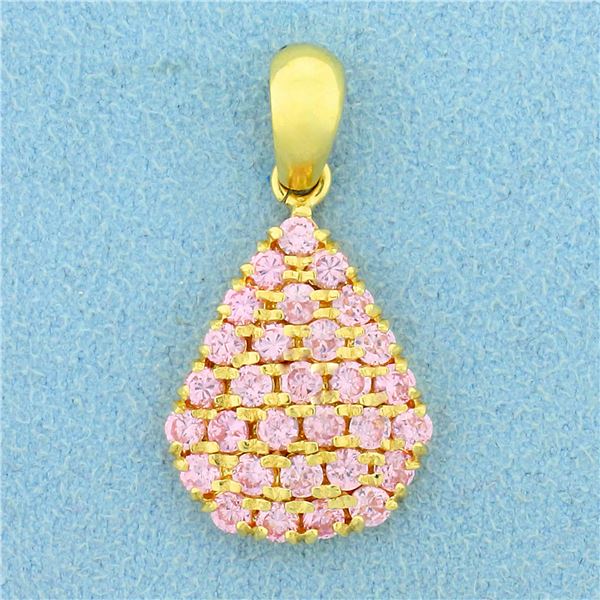 Designer Morganite Teardrop Pendant in 18K Yellow Gold