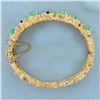 Image 2 : Graduated Natural Sapphire and Jade Heavy Bangle Bracelet in 14K Yellow Gold