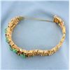 Image 3 : Graduated Natural Sapphire and Jade Heavy Bangle Bracelet in 14K Yellow Gold