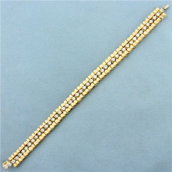 Tank Track Diamond Line Tennis Bracelet in 14K Yellow Gold