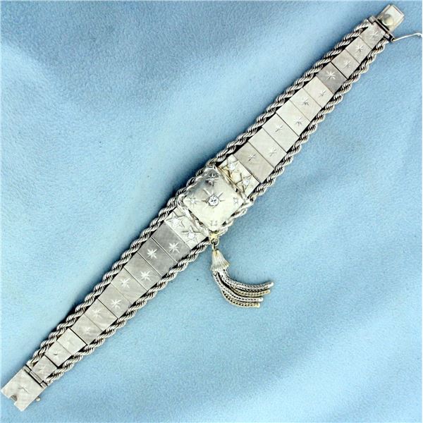 Vintage Diamond Windup Concealed Watch in 14K White Gold