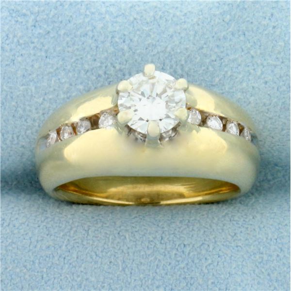 Vintage Channel Set Diamond Engagement Ring in 14K Yellow Gold