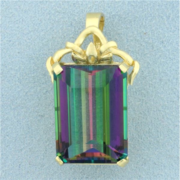 Large Mystic Topaz Statement Pendant in 14K Yellow Gold
