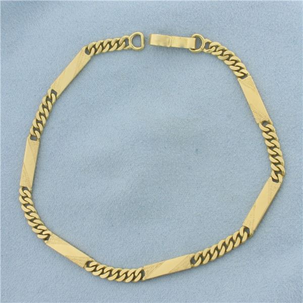 Bar and Link Chain Link Anklet in 18K Yellow Gold