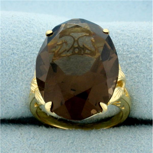 24ct Smoky Topaz Statement Ring in 14K Yellow Gold