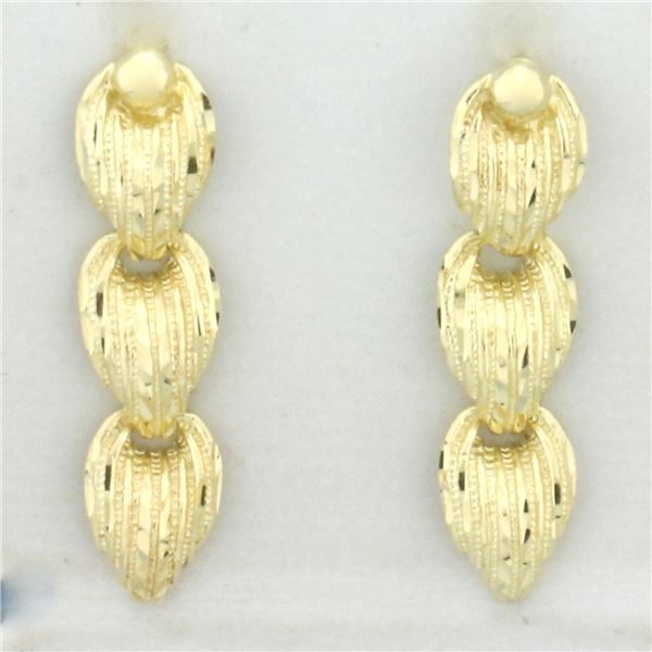 Diamond Cut Dangle Earrings in 14k Yellow Gold