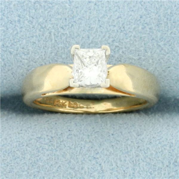 Solitaire Princess Diamond Engagement Ring in 14K Yellow Gold