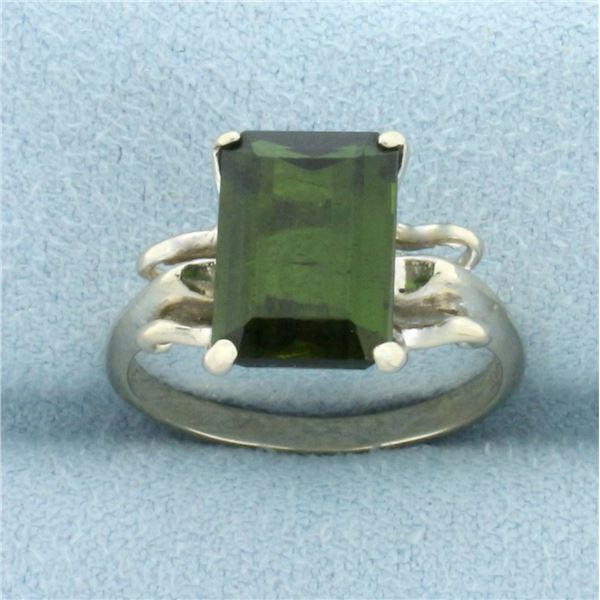 Tsavorite Solitaire Ring in 14k White Gold