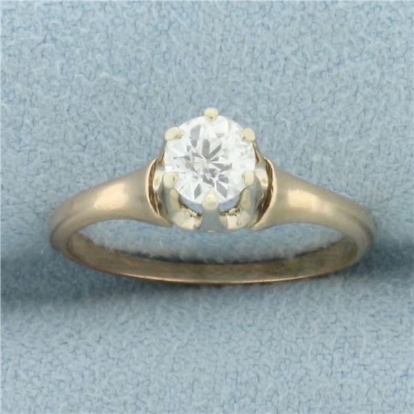 Antique Old European Cut Diamond Solitaire Ring in 14k Yellow Gold
