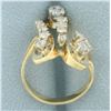 Image 3 : Antique Diamond Abstract Design Swirl Ring in 14k Yellow Gold