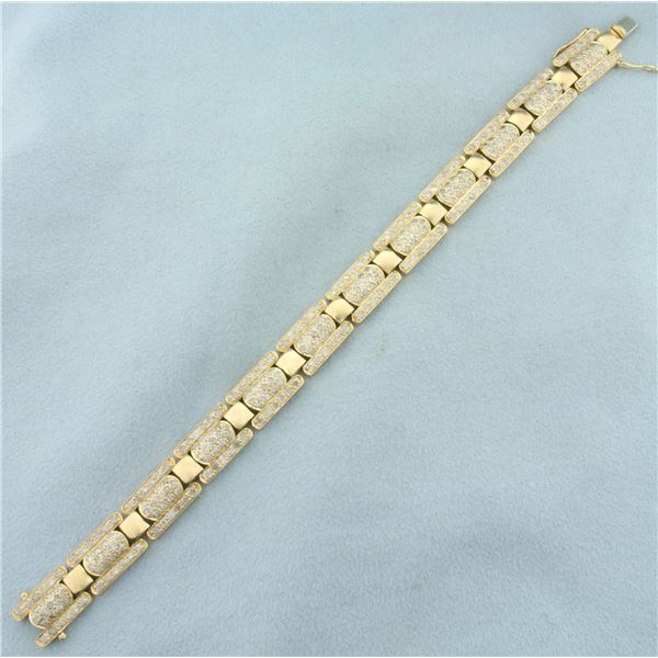 3ct Diamond Track Link Bracelet in 14k Yellow Gold