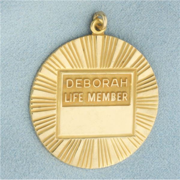 Deborah Life Member Medal Pendant in 10k Yellow Gold