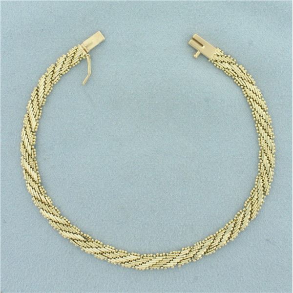 Gold Ball and Bar Link Bracelet in 14k Yellow Gold