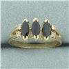Image 1 : Sapphire and Diamond Ring in 14k Yellow Gold