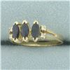 Image 2 : Sapphire and Diamond Ring in 14k Yellow Gold