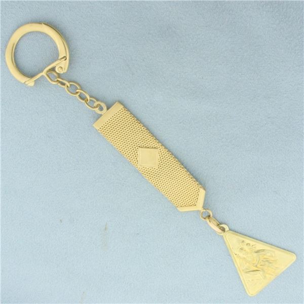 Italian Saint Christopher Key Chain in 18k Yellow Gold