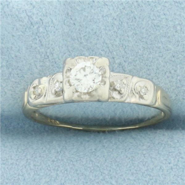 Vintage Diamond Engagement Ring in 14k Yellow and White Gold