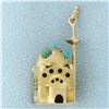 Image 1 : Turquoise Mosque Charm in 14k Yellow Gold