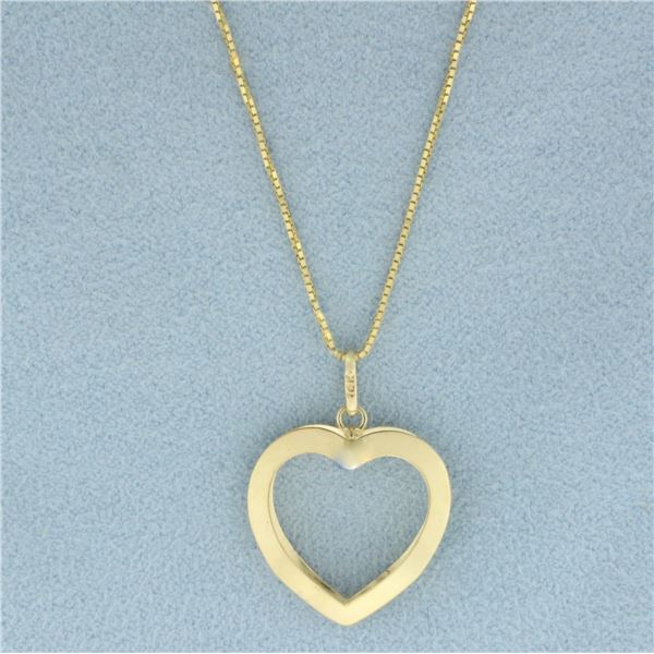 Modern Heart Necklace in 14k Yellow Gold
