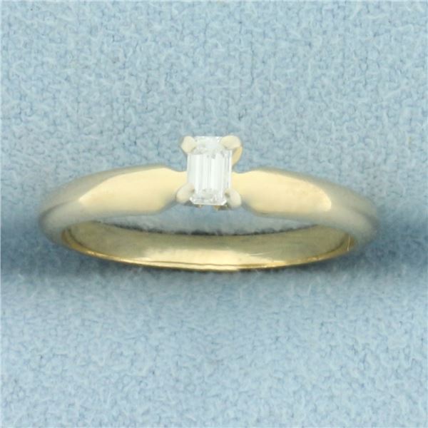 Emerald Shaped Diamond Solitaire Engagement Ring in 14k Yellow Gold