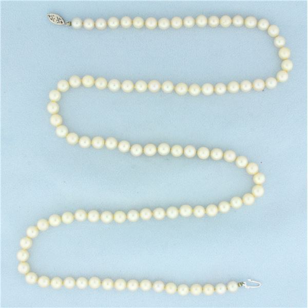 Cultured Akoya Pearl Strand Necklace in 10k White Gold