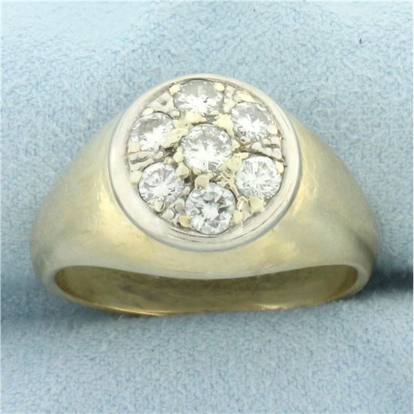 Mens Pave Diamond Ring in 14k Yellow Gold