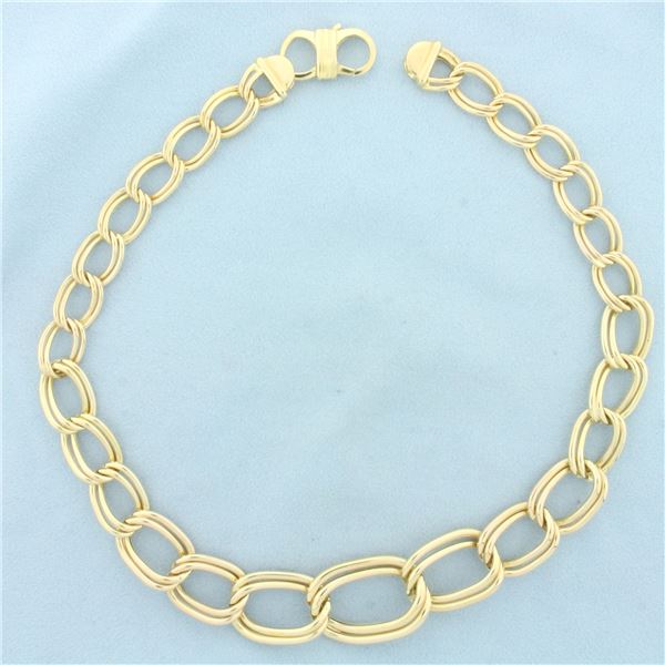 Graduated 16 Inch Double Oval Link Chain Necklace in 14k Yellow Gold