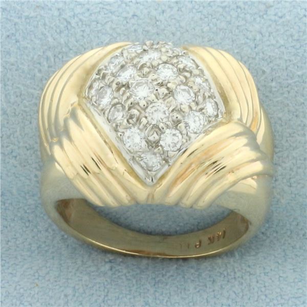 Designer L. Priori Celia Diamond Ring in 14k Yellow Gold