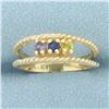 Image 1 : Multi Color Sapphire Rope Design Ring in 14k Yellow Gold