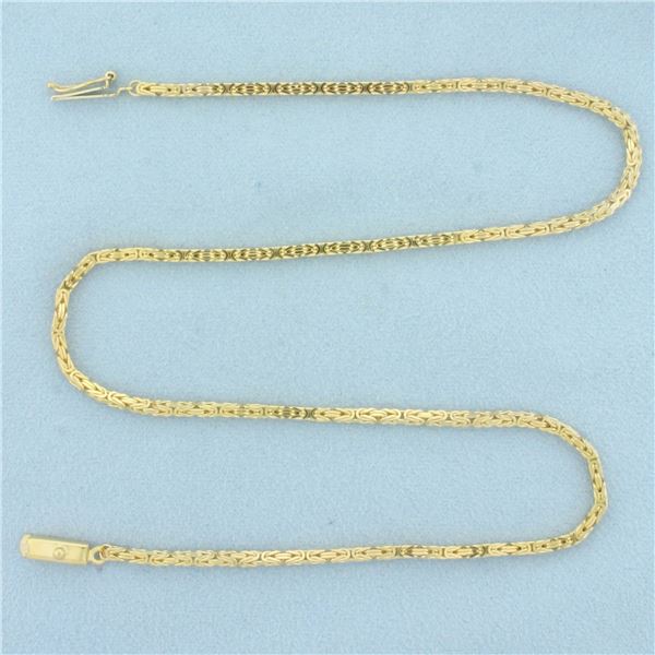 Italian Squared Byzantine Link Chain Necklace in 14k Yellow Gold