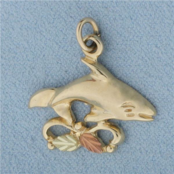 Orca Charm or Pendant in 10k Yellow and Rose Gold