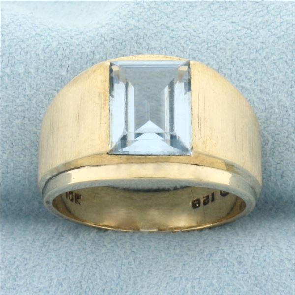 Mens Blue Topaz Statement Ring in 10k Yellow Gold