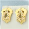 Image 1 : Unique Abstract Designer CZ Earrings in 18k Yellow Gold